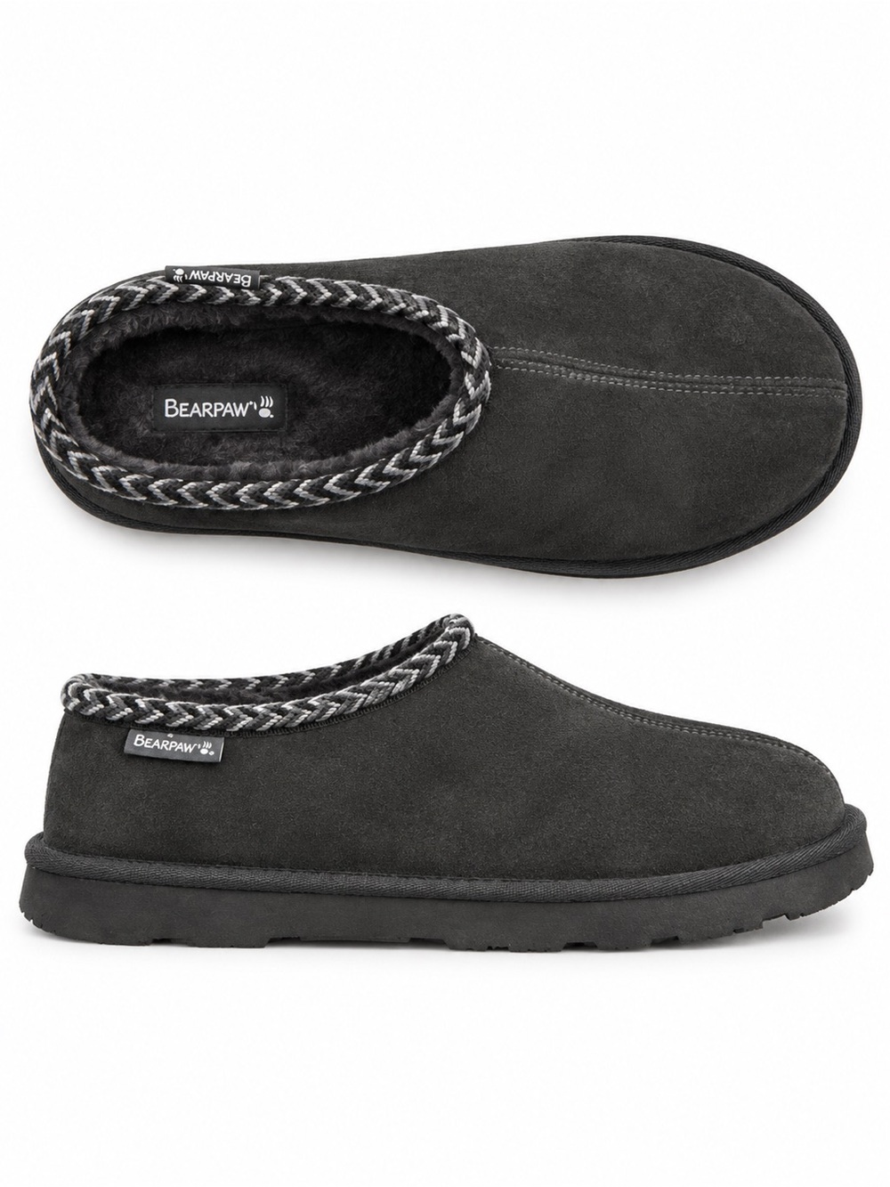 BearPaw Men’s Charcoal Suede Slip-On Loafers